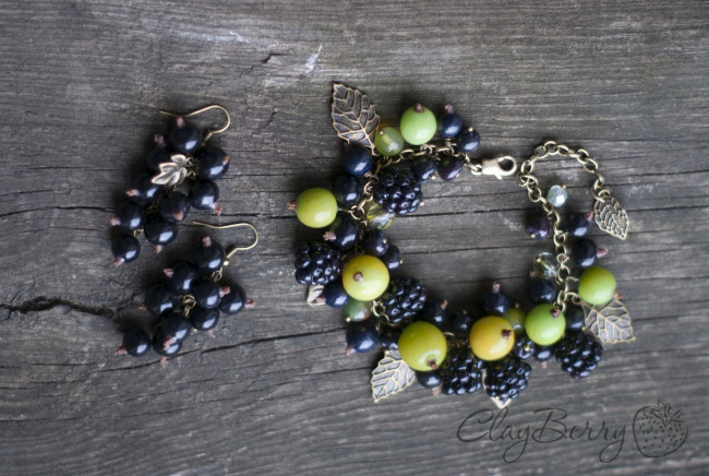 Обои картинки фото разное, украшения,  аксессуары,  веера, ежевика, браслет, ягоды