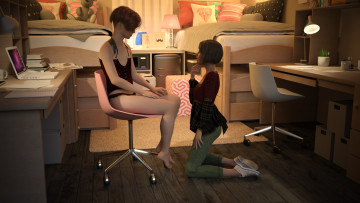 Картинка 3д+графика люди+ people фон взгляд девушки