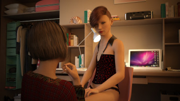 Картинка 3д+графика люди+ people фон взгляд девушки