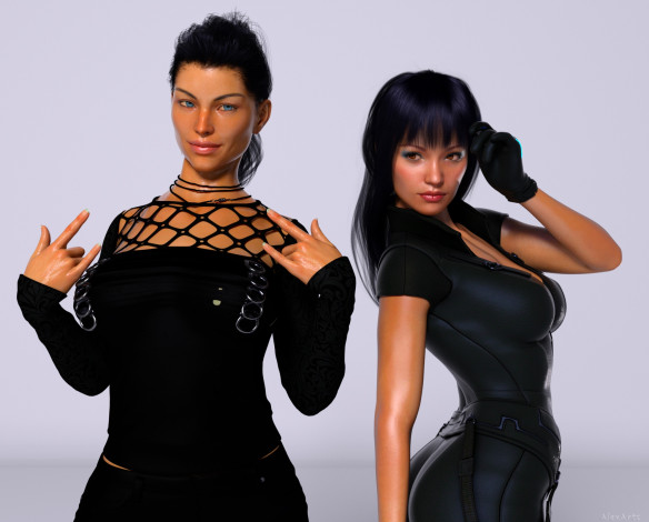 Обои картинки фото 3д графика, люди , people, фон, взгляд, девушки