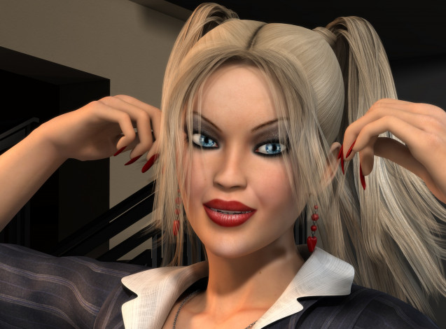 Обои картинки фото 3д графика, люди , people, взгляд, девушка, фон