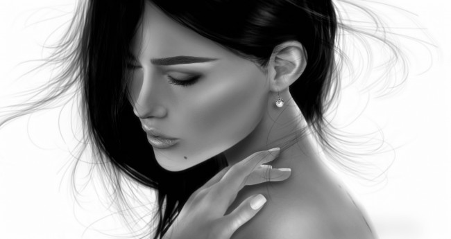 Обои картинки фото 3д графика, портрет , portraits, настроение, фон, девушка, взгляд, нежность