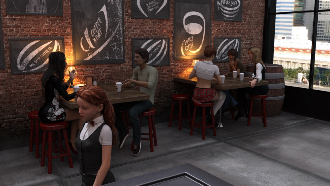 Обои картинки фото 3д графика, люди , people, фон, взгляд, девушки