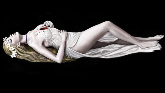 Обои картинки фото рисованное, люди, платье, фон, девушка, венок