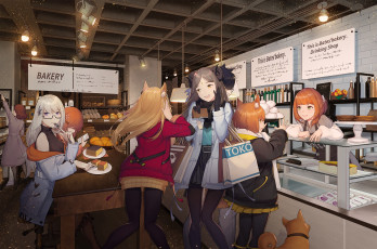 Картинка аниме животные +существа фон взгляд девушки