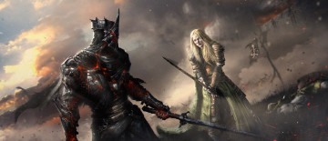 Картинка фэнтези _lord+of+the+rings девушка оружие бой назгул