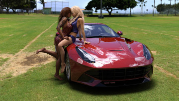 Картинка 3д+графика люди-авто мото+ people-+car+ +moto фон взгляд девушки