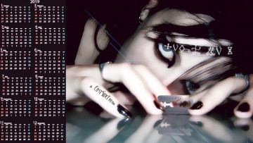 Картинка календари фэнтези 2019 иероглиф calendar женщина взгляд девушка лезвие