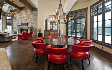 Картинка интерьер гостиная свечи люстры камин