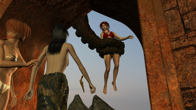 Обои картинки фото 3д графика, фантазия , fantasy, фон, взгляд, девушка