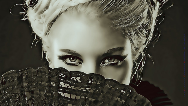 Обои картинки фото календари, компьютерный дизайн, 2019, calendar, женщина, девушка, глаза, лицо, веер