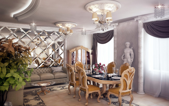 Обои картинки фото интерьер, столовая, сервировка, стол