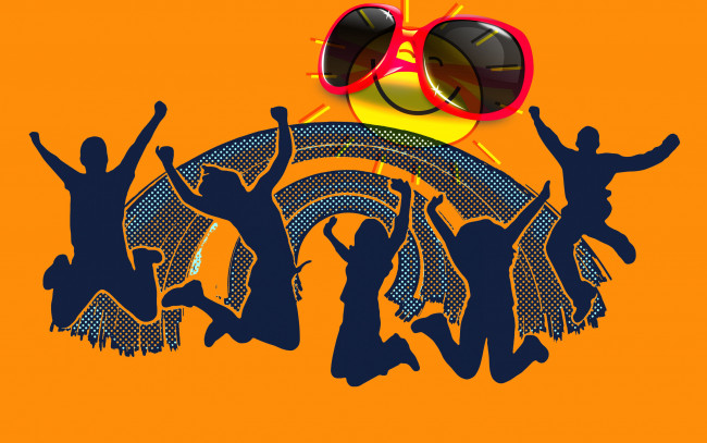 Обои картинки фото векторная графика, люди , people, радость, люди, настроение, солнце