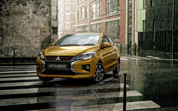 Картинка 2020+mitsubishi+mirage автомобили mitsubishi mirage вид спереди экстерьер желтый хэтчбек новый японские