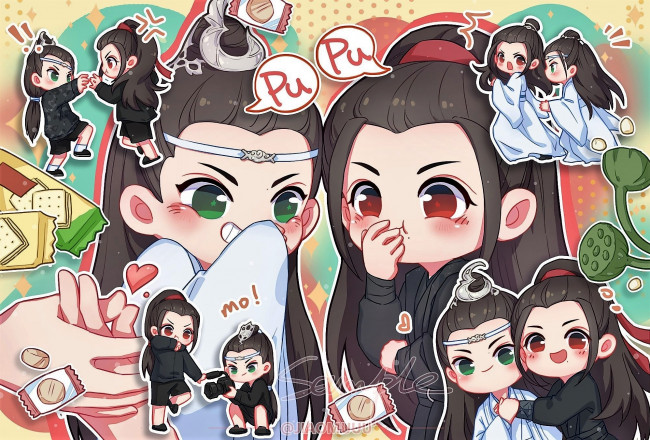 Обои картинки фото рисованное, кино,  мультфильмы, вэй, усянь, лань, ванцзы, чиби