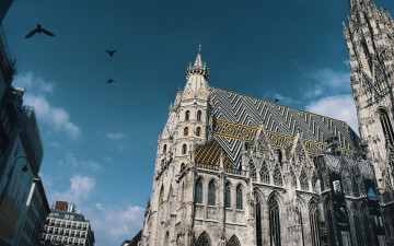 Картинка города вена+ австрия собор святого стефана закат городской вид достопримечательности вена европа