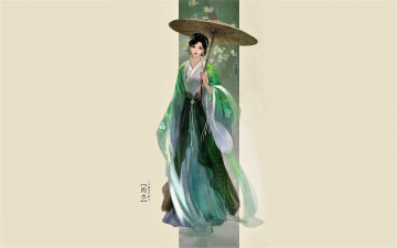 Картинка рисованное люди девушка зонт