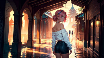 Картинка аниме город +улицы +интерьер +здания нейросети графика нейроарт ai art нейронные сети рисунки нейро искусство