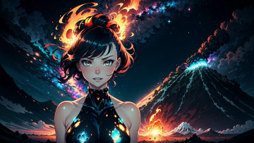 Картинка аниме магия +колдовство +halloween нейросети графика нейроарт ai art нейронные сети рисунки нейро искусство