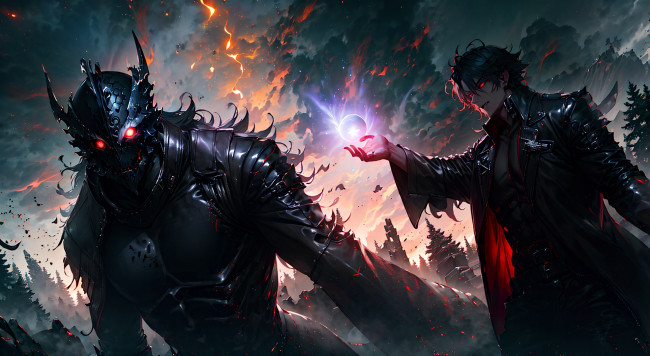 Обои картинки фото аниме, ангелы,  демоны, нейросети, графика, нейроарт, ai, art, нейронные, сети, рисунки, нейро, искусство