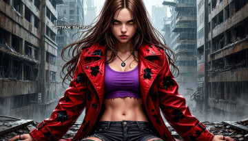 обоя альма майер,  по книге страж бытия , девушкаогонь , повелительницаогня , девушкапламя, фэнтези, девушки, злые, каштановые, волосы, красное, пальто, открытый, пупок, карие, глаза, длинные, фантастика, опасные, пирокинез, управление, огнем, огненная, девушка