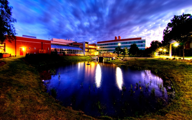 Обои картинки фото города, огни, ночного, norfolk, virginia