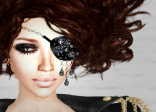 Картинка 3д графика portraits портрет пиратка брюнетка стрижка кудри