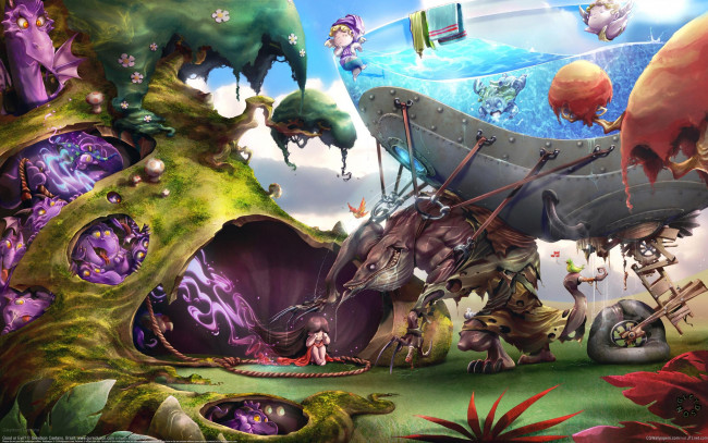 Обои картинки фото gledson, caetano, фэнтези, существа, чудовища, девочка, монстры