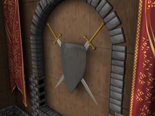 Картинка 3д графика realism реализм щит мечи