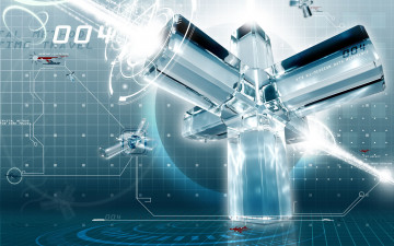 Картинка неон 3д графика abstract абстракции синий