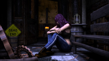 Картинка 3д графика people люди фонарь девушка