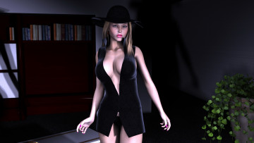 Картинка 3д графика people люди шляпа девушка