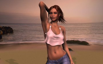 Картинка 3д графика people люди девушка море