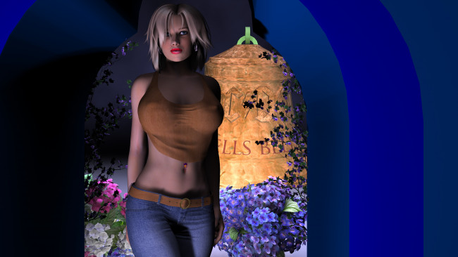 Обои картинки фото 3д, графика, people, люди, девушка, цветы