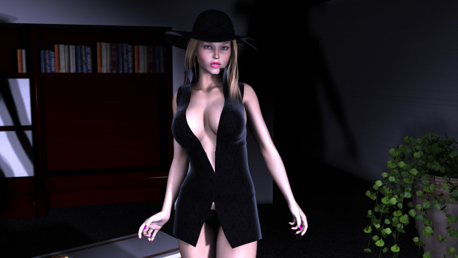 Обои картинки фото 3д, графика, people, люди, шляпа, девушка