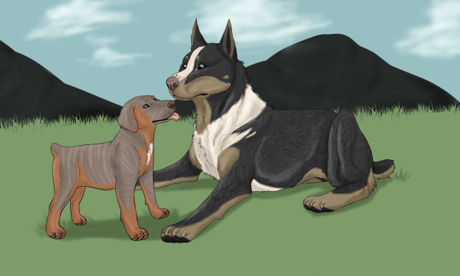 Обои картинки фото рисованные, животные, собаки