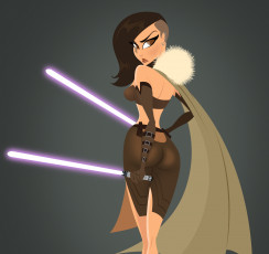 Картинка векторная+графика девушки огненные мечи взгляд девушка