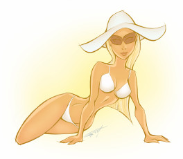 Картинка рисованные люди шляпа взгляд девушка