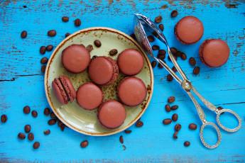 обоя еда, макаруны, кофе