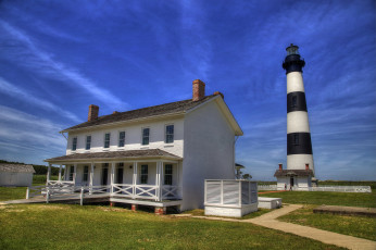 Картинка природа маяки облака лужайка маяк