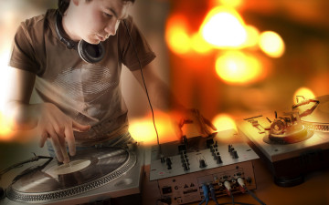 Картинка музыка -+другое наушники пластины парень диджей