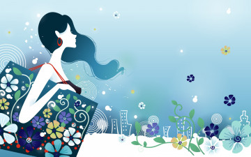 Картинка векторная+графика девушки фон взгляд девушка