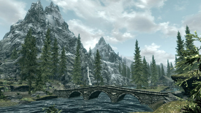 Обои картинки фото 3д графика, природа , nature, мост, река