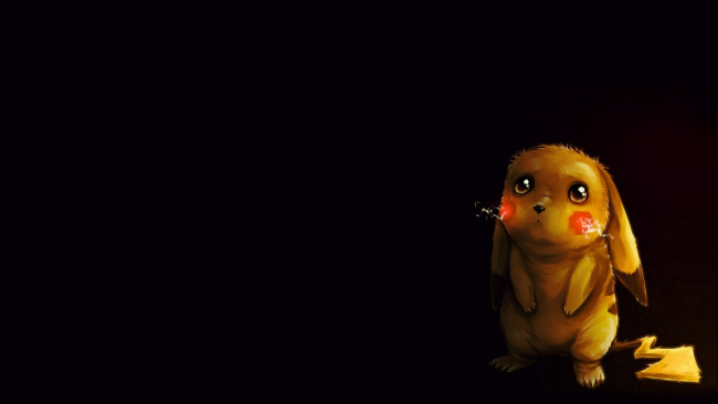 Обои картинки фото рисованные, кино, пикачу, тёмный, фон