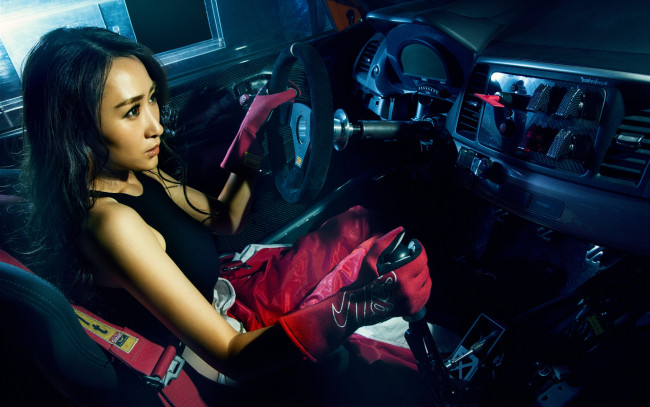 Обои картинки фото автомобили, авто с девушками, девушка, азиатка, автомобиль
