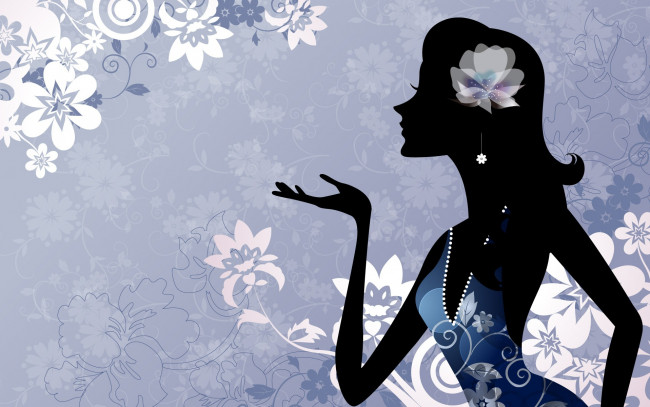 Обои картинки фото векторная графика, девушки, силуэт