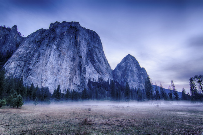 Обои картинки фото природа, горы, туман, деревья, сша, йосемити, usa, yosemite, national, park, пейзаж