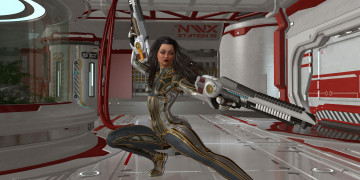 Картинка 3д+графика фантазия+ fantasy девушка взгляд фон оружие