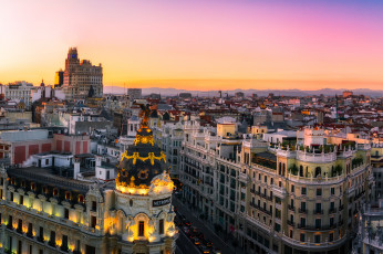 Картинка madrid +sunset+panorama города мадрид+ испания панорама