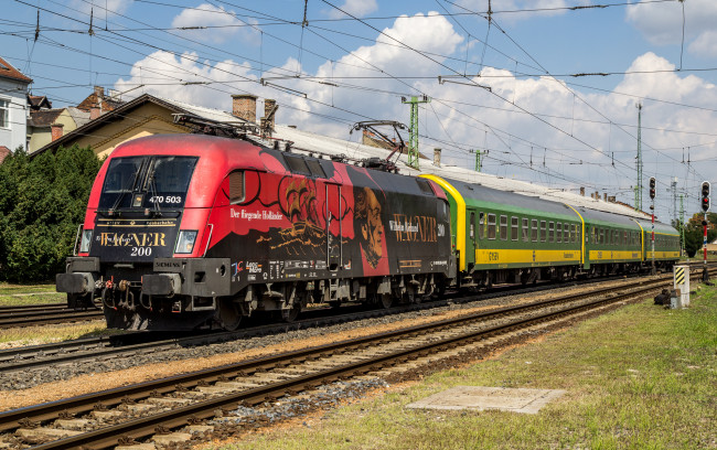 Обои картинки фото техника, электровозы, локомотив, состав